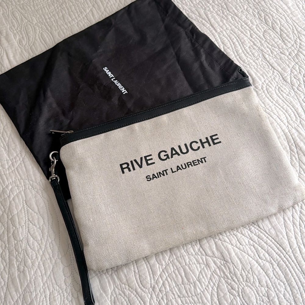 Saint Laurent 2019 Rive Gauche canvas clutch bag